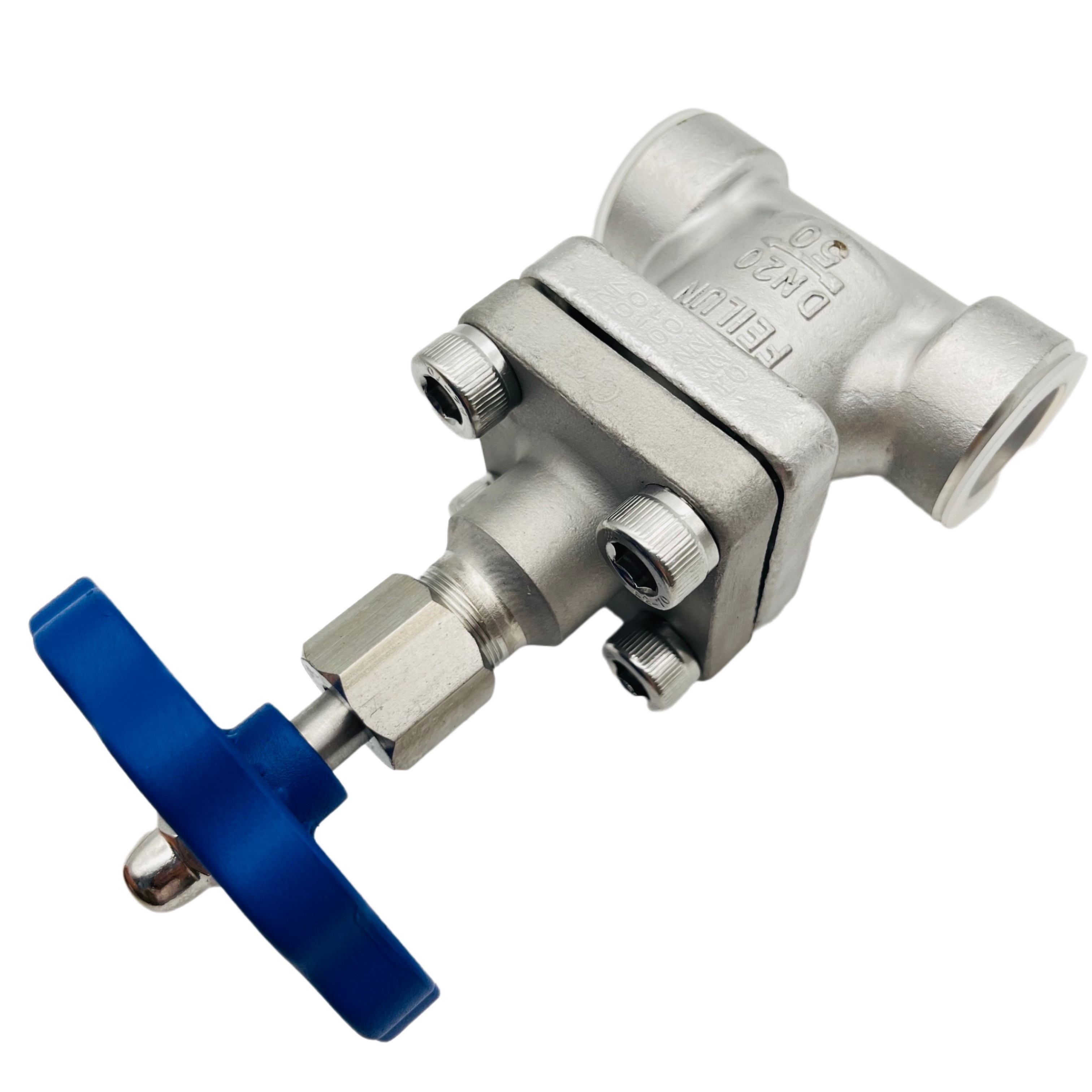 DJ-20G ก้านสั้นสีฟ้า Handwheel Gryogenic Globe Valve