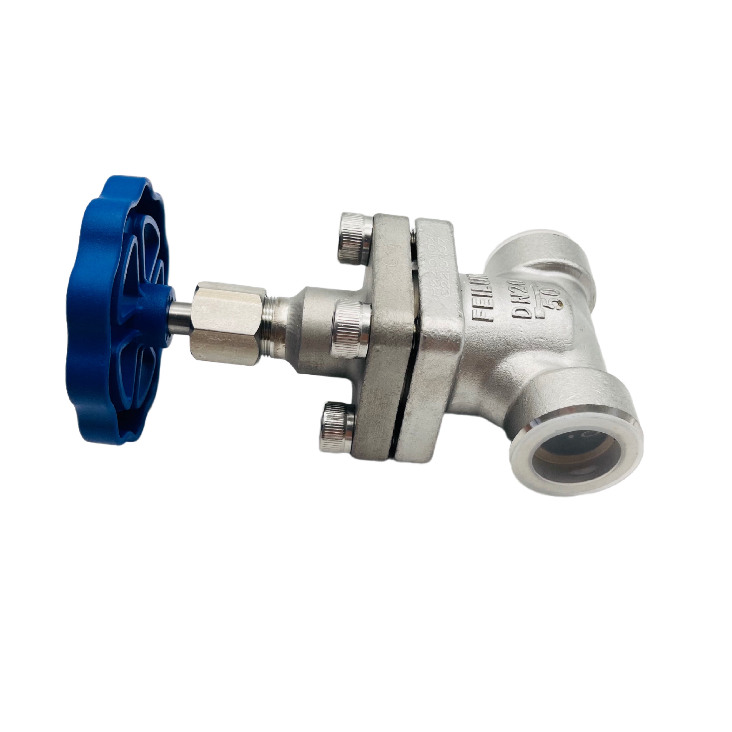 DJ-20G ก้านสั้นสีฟ้า Handwheel Gryogenic Globe Valve